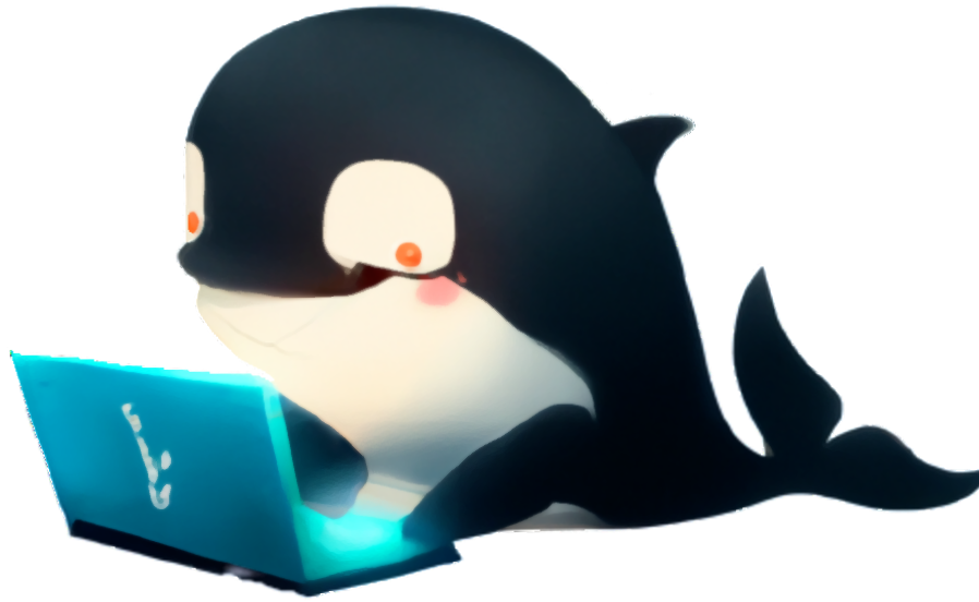 An Orca using a laptop